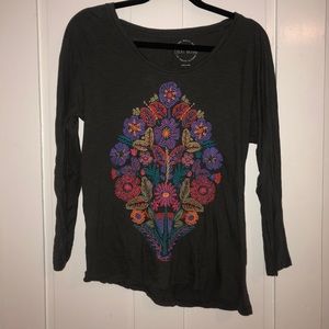 Long sleeve embroidered top